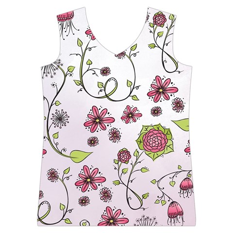 Pink whimsical flowers on pink Women s Basketball Tank Top from ArtsNow.com Front