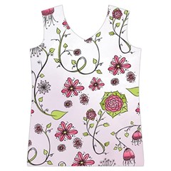 Pink whimsical flowers on pink Women s Basketball Tank Top from ArtsNow.com Front