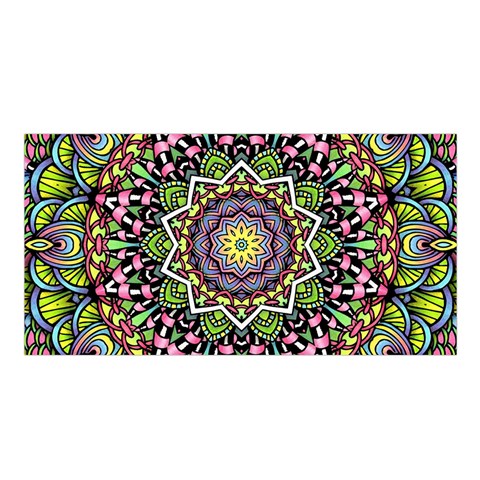 Psychedelic Leaves Mandala Satin Shawl from ArtsNow.com Front