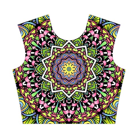 Psychedelic Leaves Mandala Cotton Crop Top from ArtsNow.com Front