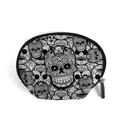 Sugar Skulls   Black And White Accessory Pouch (Small) from ArtsNow.com Front