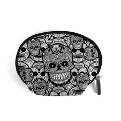 Sugar Skulls   Black And White Accessory Pouch (Small) from ArtsNow.com Front