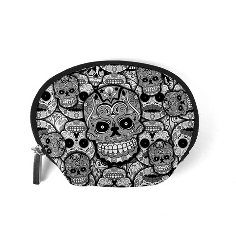 Sugar Skulls   Black And White Accessory Pouch (Small) from ArtsNow.com Back