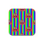 rainbow poo Emoji  Rubber Square Coaster (4 pack)