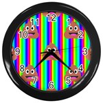 rainbow poo Emoji  Wall Clock (Black)