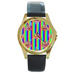 rainbow poo Emoji  Round Gold Metal Watch