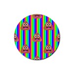 rainbow poo Emoji  Rubber Round Coaster (4 pack)