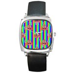 rainbow poo Emoji  Square Metal Watch