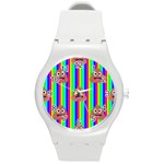 rainbow poo Emoji  Round Plastic Sport Watch (M)