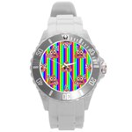 rainbow poo Emoji  Round Plastic Sport Watch (L)