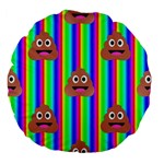 rainbow poo Emoji  Large 18  Premium Flano Round Cushion 