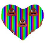 rainbow poo Emoji  Large 19  Premium Flano Heart Shape Cushion