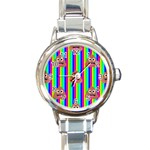 rainbow poo Emoji  Round Italian Charm Watch