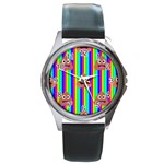 rainbow poo Emoji  Round Metal Watch