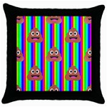 rainbow poo Emoji  Throw Pillow Case (Black)