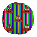 rainbow poo Emoji  Large 18  Premium Round Cushion 