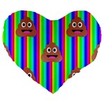 rainbow poo Emoji  Large 19  Premium Heart Shape Cushion