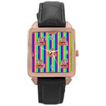 rainbow poo Emoji  Rose Gold Leather Watch 