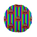 rainbow poo Emoji  Standard 15  Premium Flano Round Cushion 