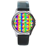 Rainbow emojis Round Metal Watch