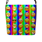 Rainbow emojis Flap Closure Messenger Bag (L)