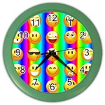 Rainbow emojis Color Wall Clock