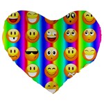 Rainbow emojis Large 19  Premium Heart Shape Cushion