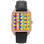 Rainbow emojis Rose Gold Leather Watch 