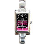 pink Hillary Clinton Rectangle Italian Charm Watch