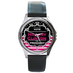 pink Hillary Clinton Round Metal Watch