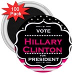 pink Hillary Clinton 3  Magnet (100 pack)