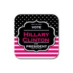 pink Hillary Clinton Rubber Square Coaster (4 pack)