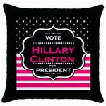 pink Hillary Clinton Throw Pillow Case (Black)