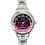 pink Hillary Clinton Round Italian Charm Watch