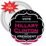 pink Hillary Clinton 3  Button (10 pack)