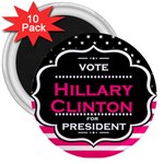 pink Hillary Clinton 3  Magnet (10 pack)