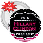 pink Hillary Clinton 3  Button (100 pack)