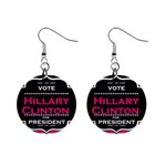 pink Hillary Clinton 1  Button Earrings