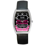 pink Hillary Clinton Barrel Style Metal Watch