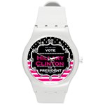 pink Hillary Clinton Round Plastic Sport Watch (M)