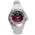 pink Hillary Clinton Round Plastic Sport Watch (L)