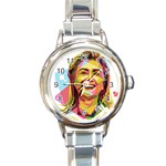 pastel Hillary Clinton Round Italian Charm Watch