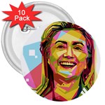 pastel Hillary Clinton 3  Button (10 pack)