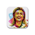 pastel Hillary Clinton Rubber Coaster (Square)