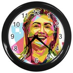 pastel Hillary Clinton Wall Clock (Black)