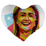 pastel Hillary Clinton Large 19  Premium Heart Shape Cushion