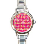 hot pink emoji Round Italian Charm Watch