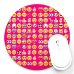 hot pink emoji Round Mousepad