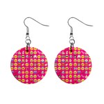 hot pink emoji 1  Button Earrings