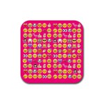 hot pink emoji Rubber Coaster (Square)